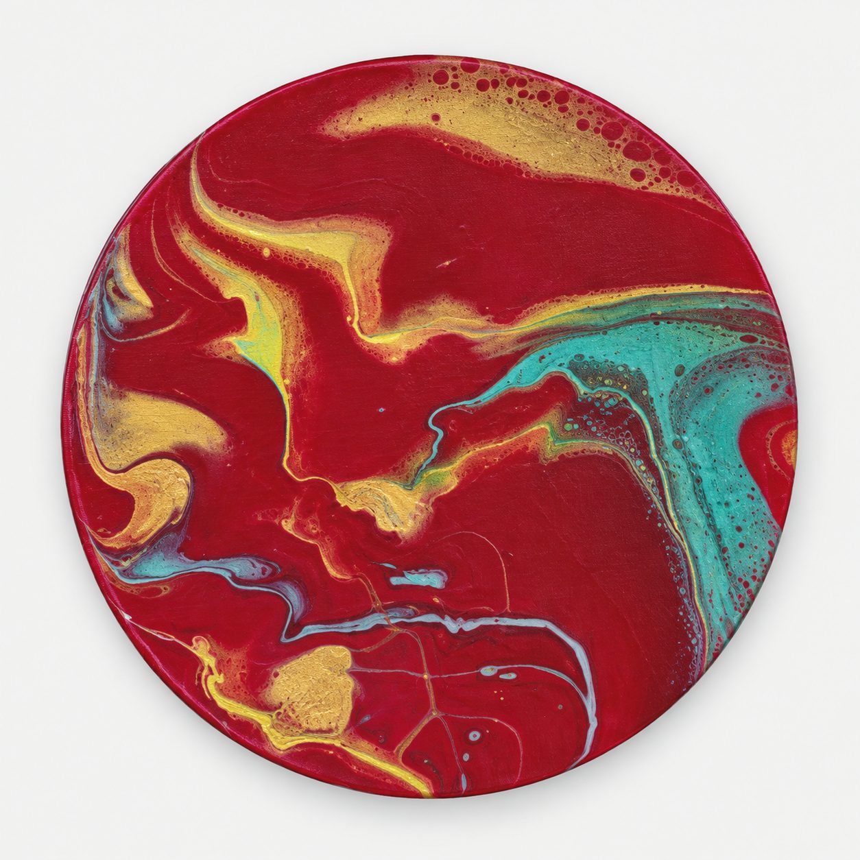 Círculo rojo y turquesa, obra de catálogo