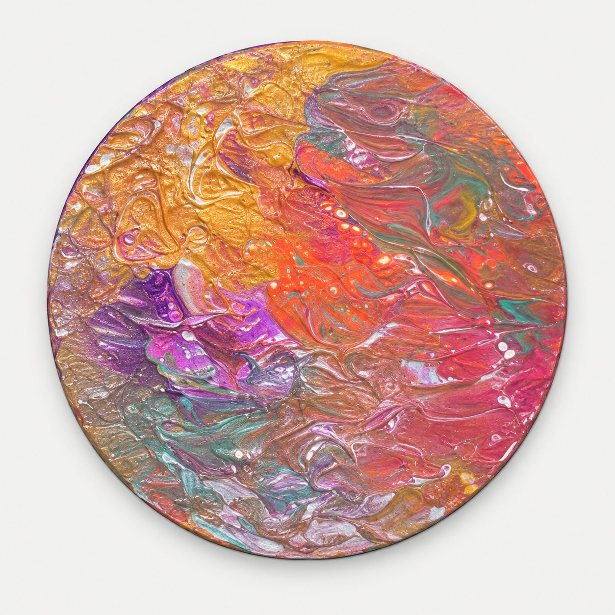Círculo de textura multicolor, obra de catálogo